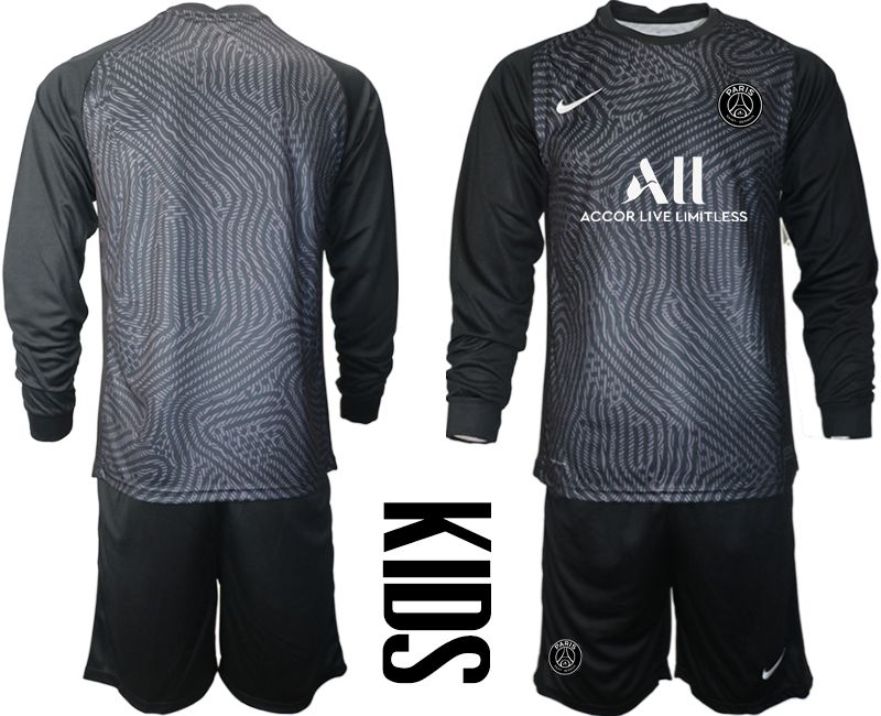 Cheap Youth 2020-2021 club Paris St German black long sleeve goalkeeper Soccer Jerseys